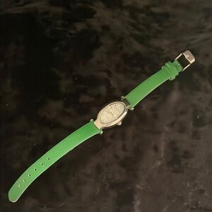 Green Bijou Wristwatch with Silver Accents